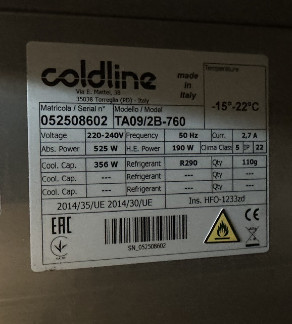 TAVOLO REFRIGERATO BT -15°/-22°C  1 VANO CON 2 CASSETTI - dettaglio prodotto