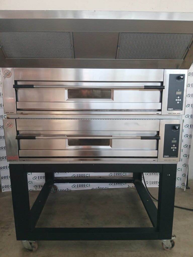 FORNO ELETTRICO 2 CAMERE PIZZERIA CAP. 9+9 PIZZE COMPLETO DI CAPPA ASPIRANTE - immagine prodotto
